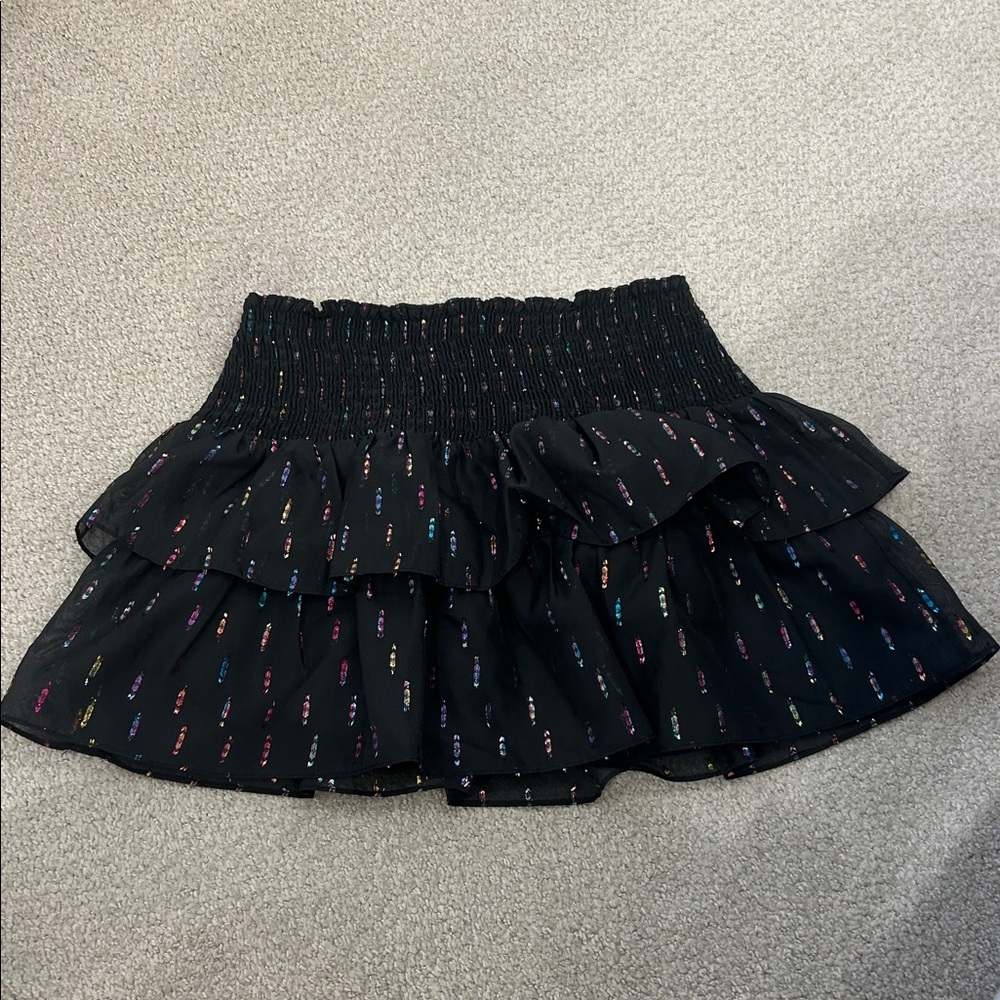 Black Ruffled Skirt with Colorful Dots
